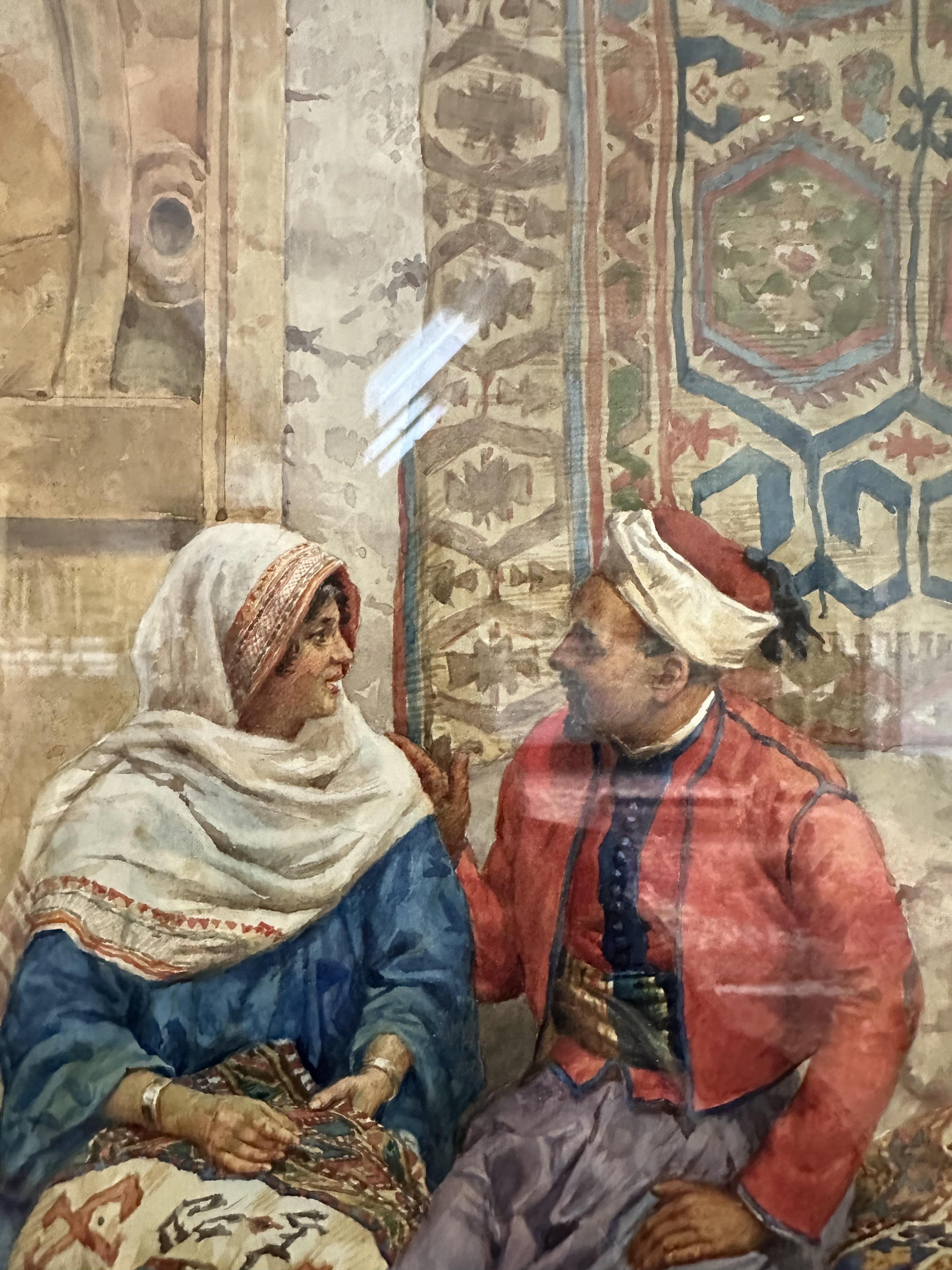 Giulio Rosati, Italian 1858-1917, Orientalist study, figures before an archway